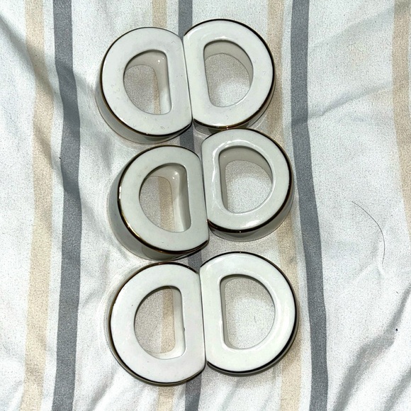 Ceramic Vintage Napkin Ring Holders White With Gold Trim
Hostess Party Set of 6 - Picture 8 of 8